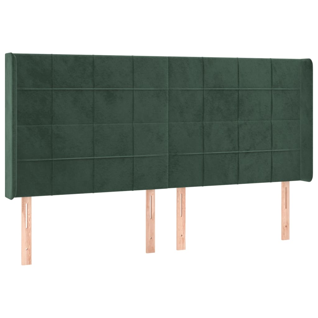 vidaXL Cama box spring colchón y LED terciopelo verde oscuro 200x200cm