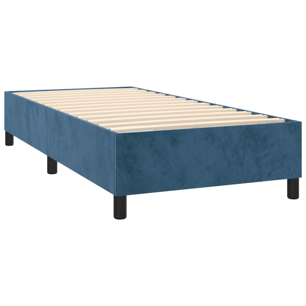 vidaXL Cama box spring colchón y LED terciopelo azul oscuro 80x200 cm