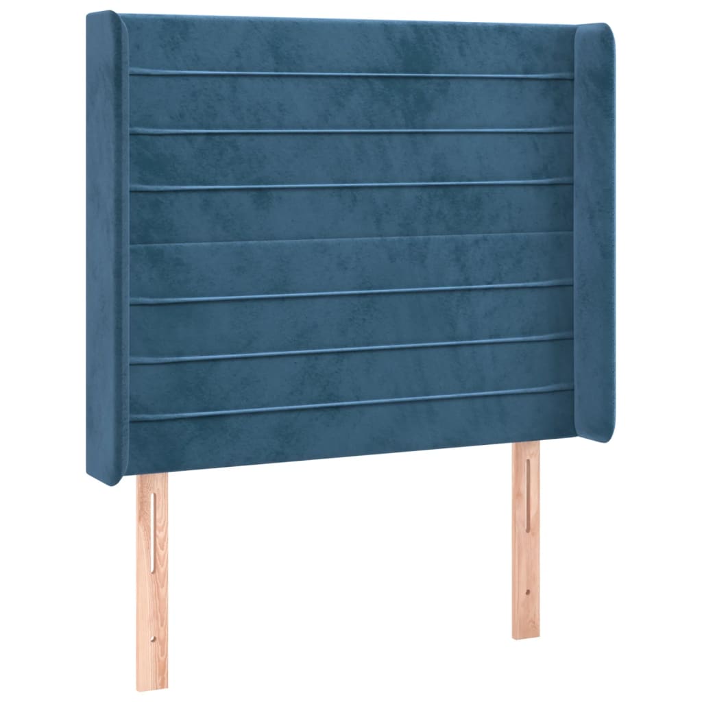 vidaXL Cama box spring colchón y LED terciopelo azul oscuro 80x200 cm