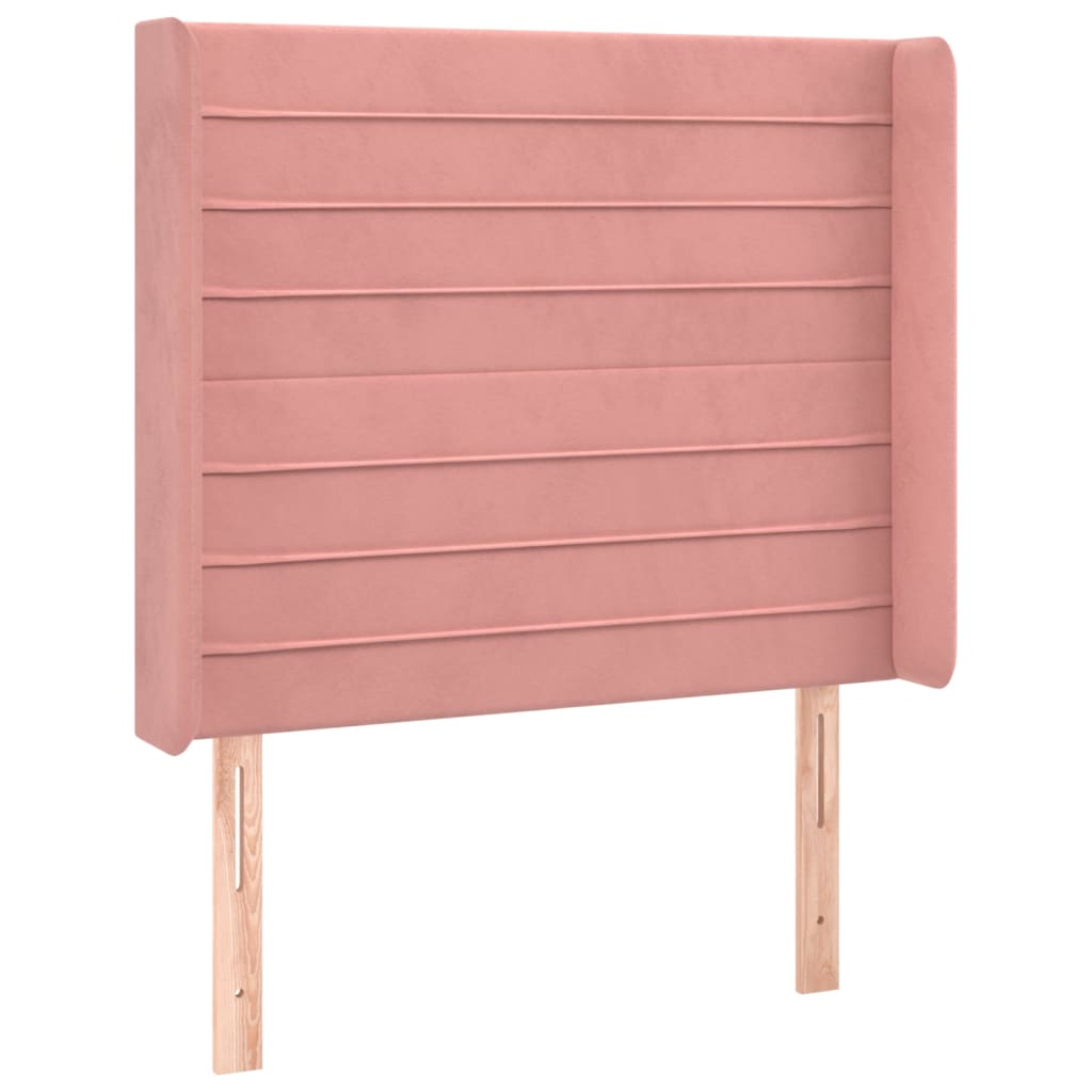 vidaXL Cama box spring colchón y LED terciopelo rosa 90x200 cm