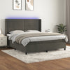 vidaXL Cama box spring colchón y LED terciopelo gris oscuro 180x200 cm