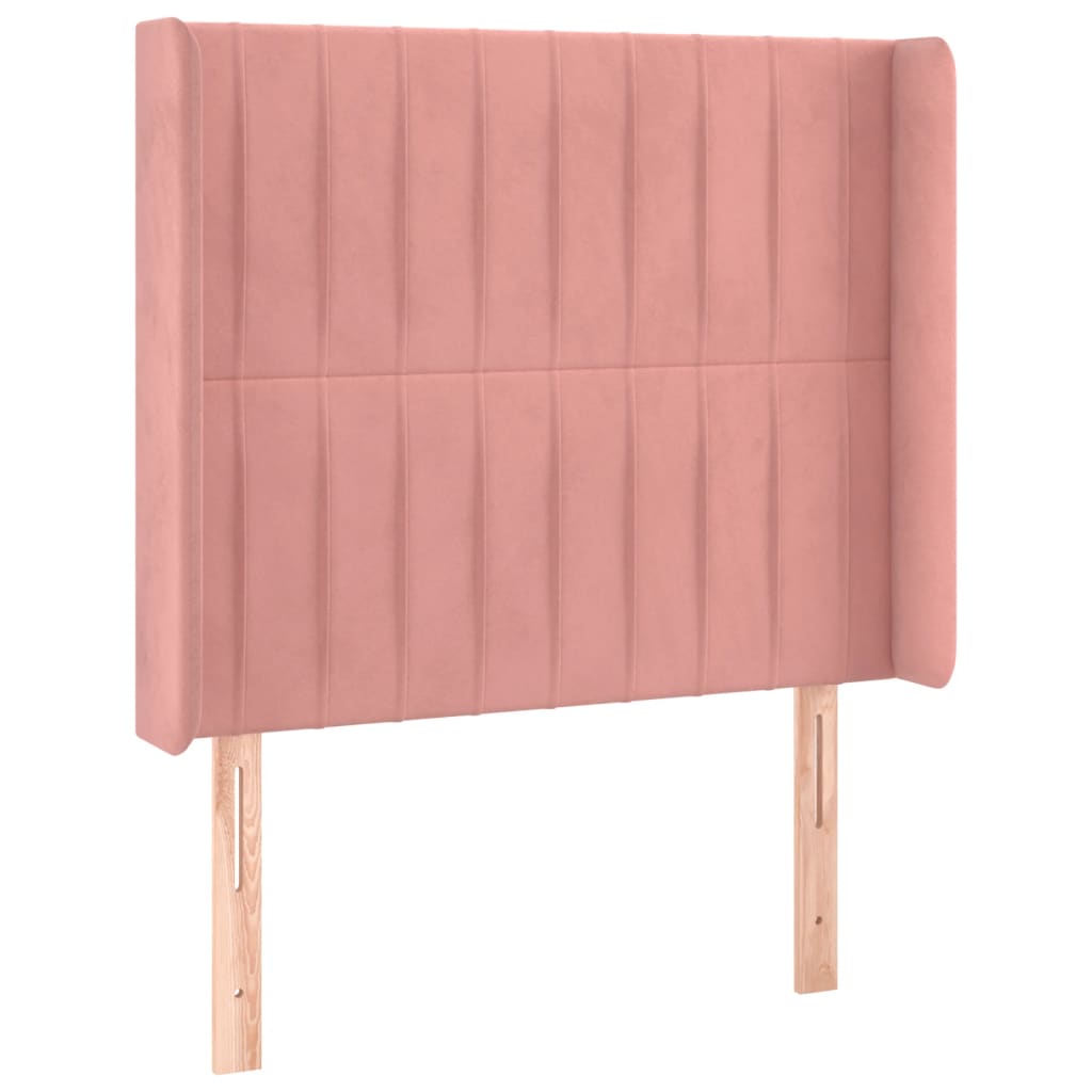 vidaXL Cama box spring colchón y LED terciopelo rosa 90x200 cm