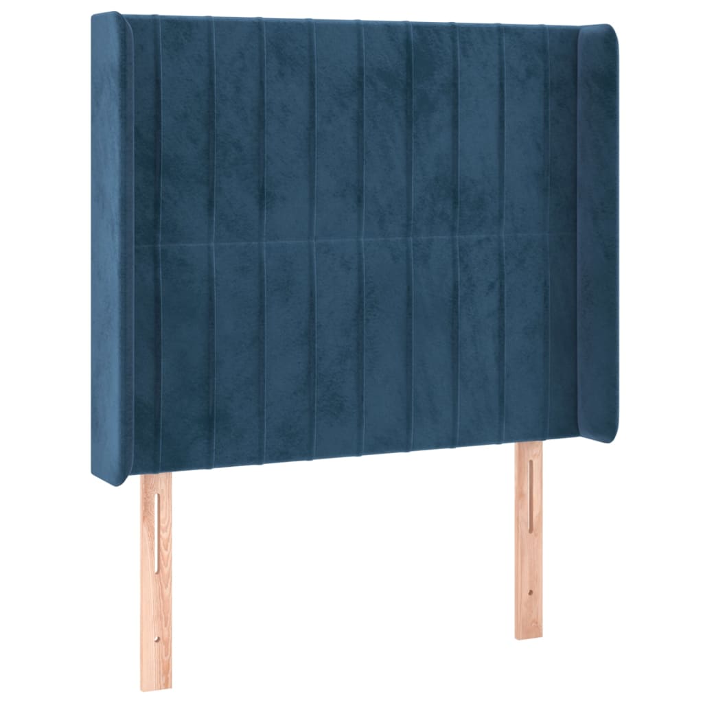 vidaXL Cama box spring colchón y LED terciopelo azul oscuro 100x200 cm