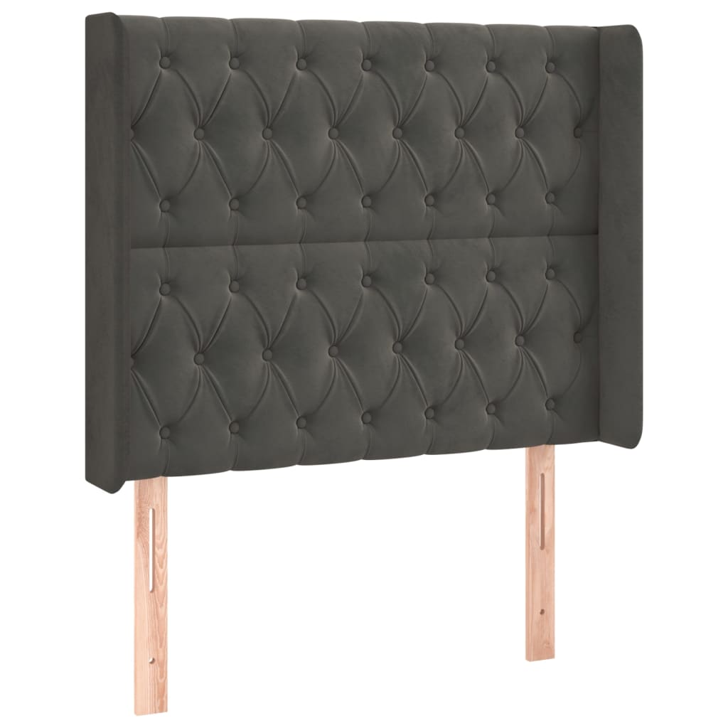 vidaXL Cama box spring colchón y LED terciopelo gris oscuro 90x190 cm