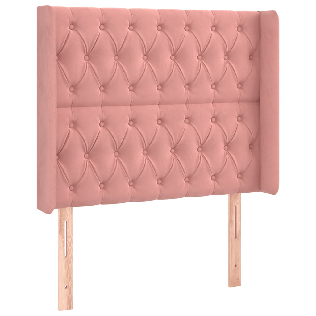 vidaXL Cama box spring colchón y LED terciopelo rosa 90x200 cm