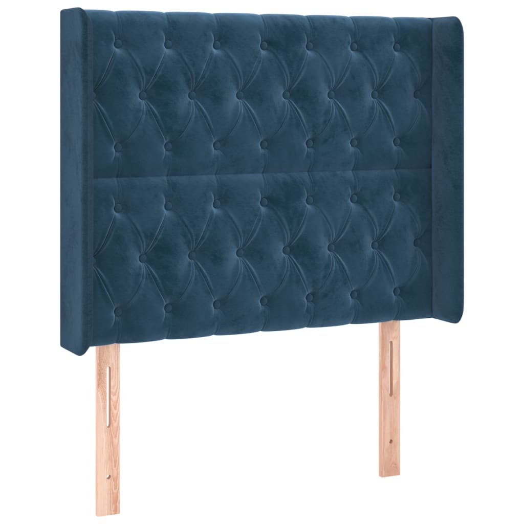 vidaXL Cama box spring colchón y LED terciopelo azul oscuro 100x200 cm