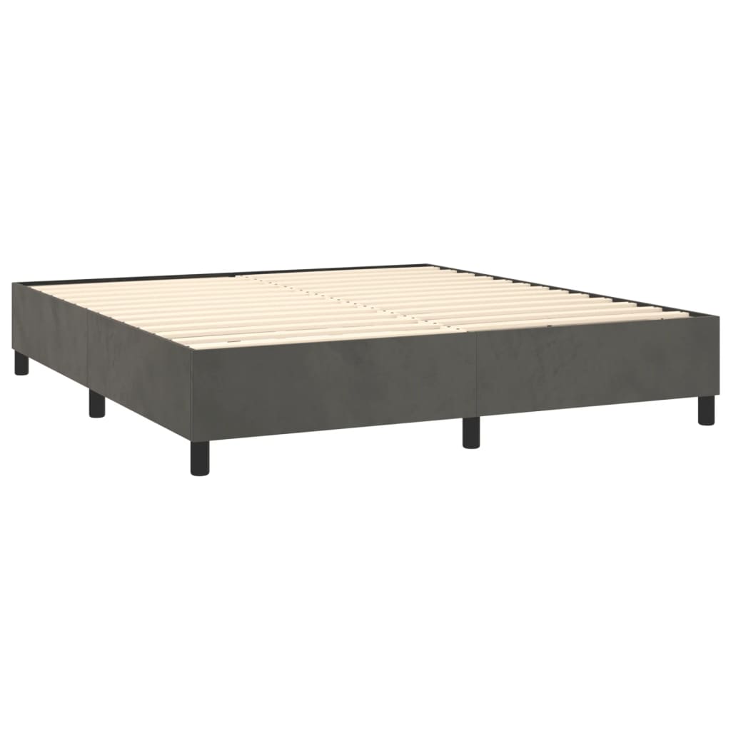 vidaXL Cama box spring colchón y LED terciopelo gris oscuro 160x200 cm