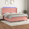 vidaXL Cama box spring colchón y LED terciopelo rosa 180x200 cm