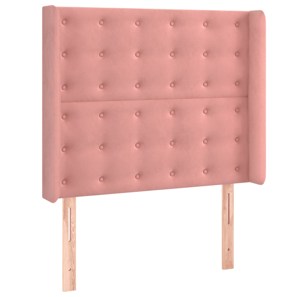 vidaXL Cama box spring colchón y LED terciopelo rosa 90x200 cm