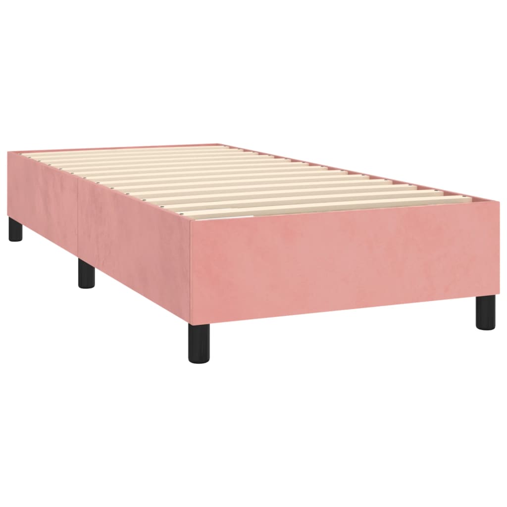 vidaXL Cama box spring colchón y LED terciopelo rosa 100x200 cm