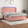 vidaXL Cama box spring colchón y LED terciopelo rosa 180x200 cm