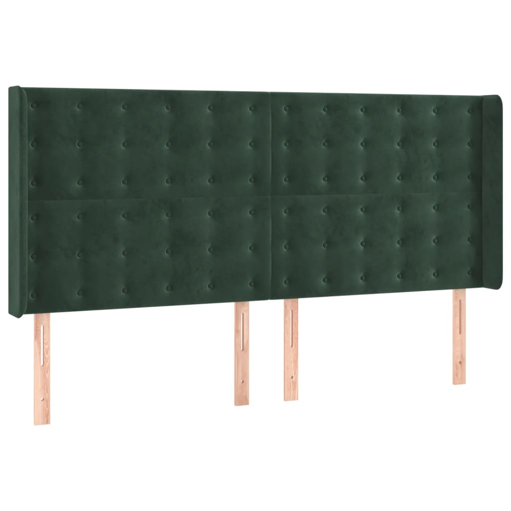 vidaXL Cama box spring colchón y LED terciopelo verde oscuro 200x200cm