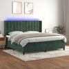 vidaXL Cama box spring colchón y LED terciopelo verde oscuro 200x200cm