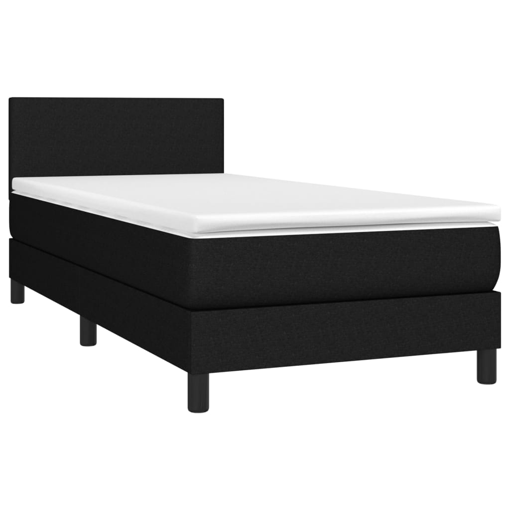 vidaXL Cama box spring con colchón y LED tela negro 90x190 cm