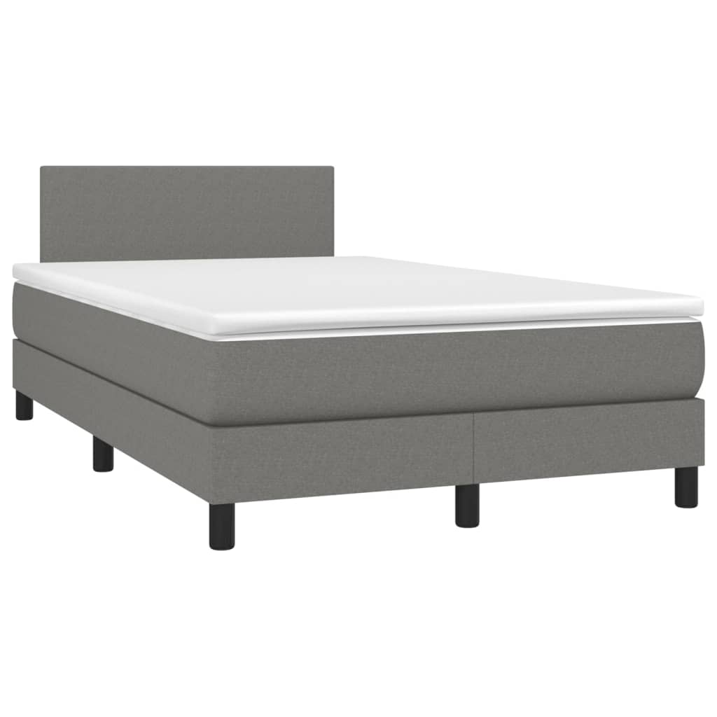 vidaXL Cama box spring con colchón y LED tela gris oscuro 120x200 cm