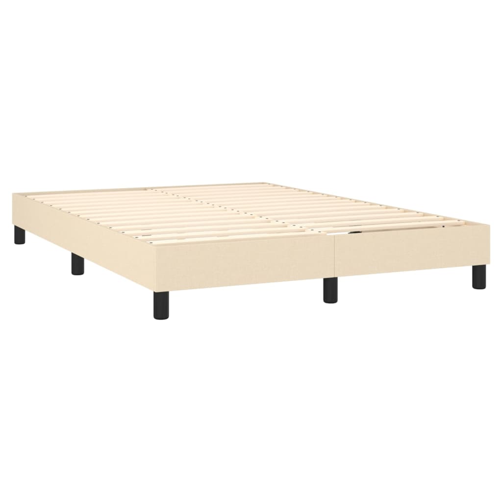 vidaXL Cama box spring con colchón y LED tela crema 140x200 cm