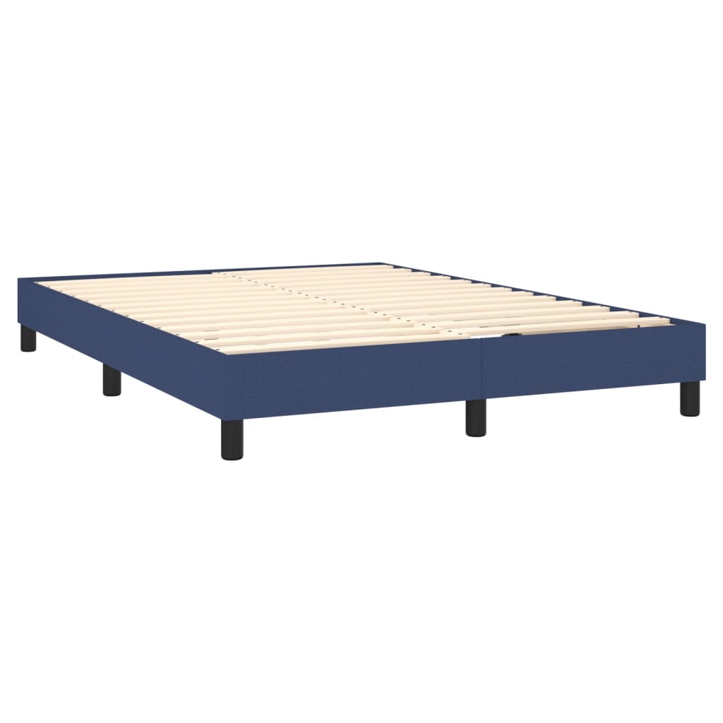 vidaXL Cama box spring con colchón y LED tela azul 140x200 cm