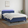 vidaXL Cama box spring con colchón y LED tela azul 140x200 cm