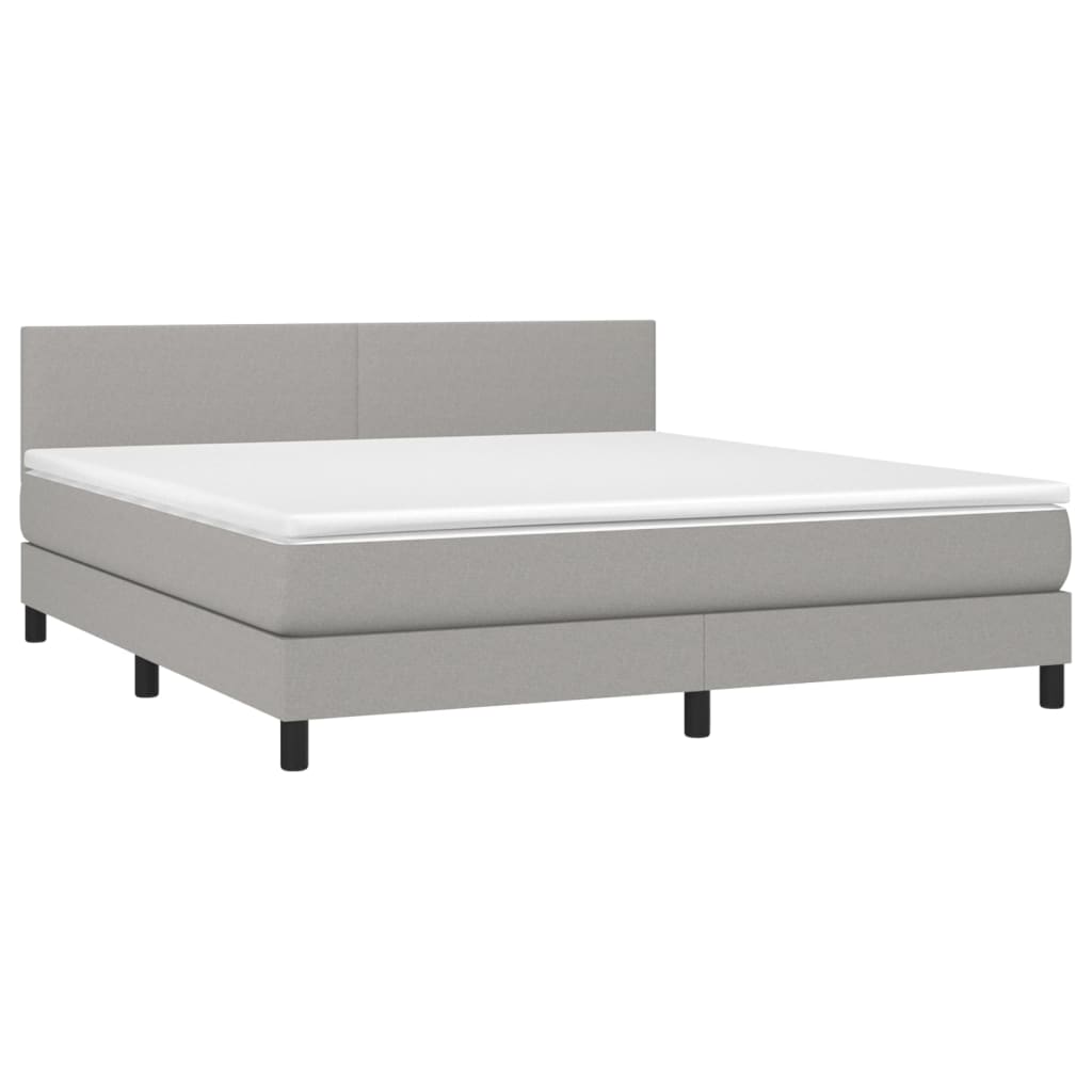 vidaXL Cama box spring con colchón tela y LED gris claro 160x200 cm