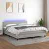 vidaXL Cama box spring con colchón tela y LED gris claro 160x200 cm