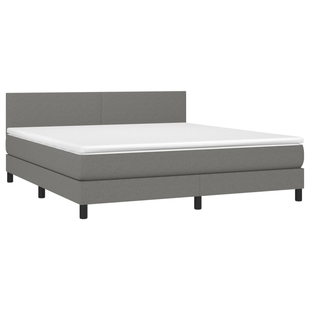 vidaXL Cama box spring con colchón y LED tela gris oscuro 160x200 cm