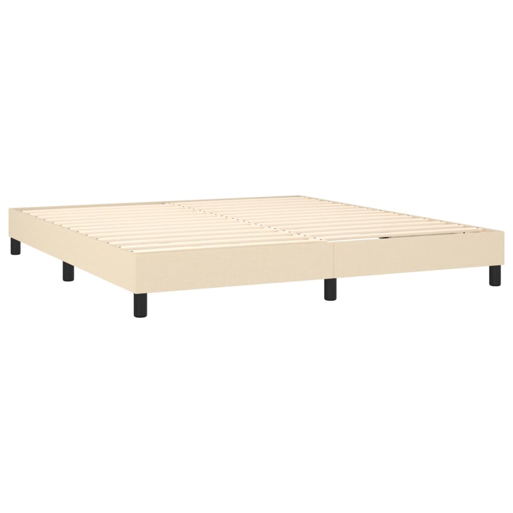 vidaXL Cama box spring con colchón y LED tela crema 160x200 cm