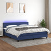 vidaXL Cama box spring con colchón y LED tela azul 160x200 cm