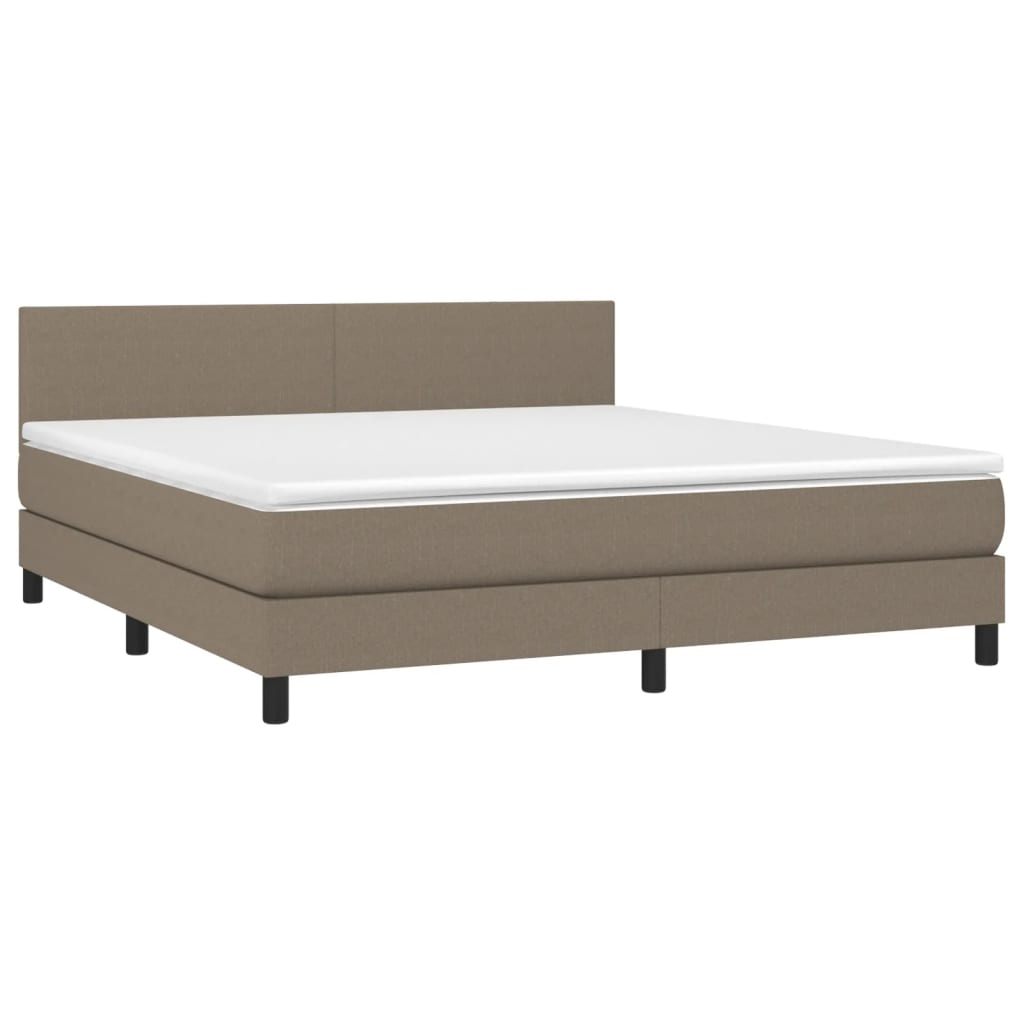 vidaXL Cama box spring con colchón LED tela gris taupe 180x200 cm