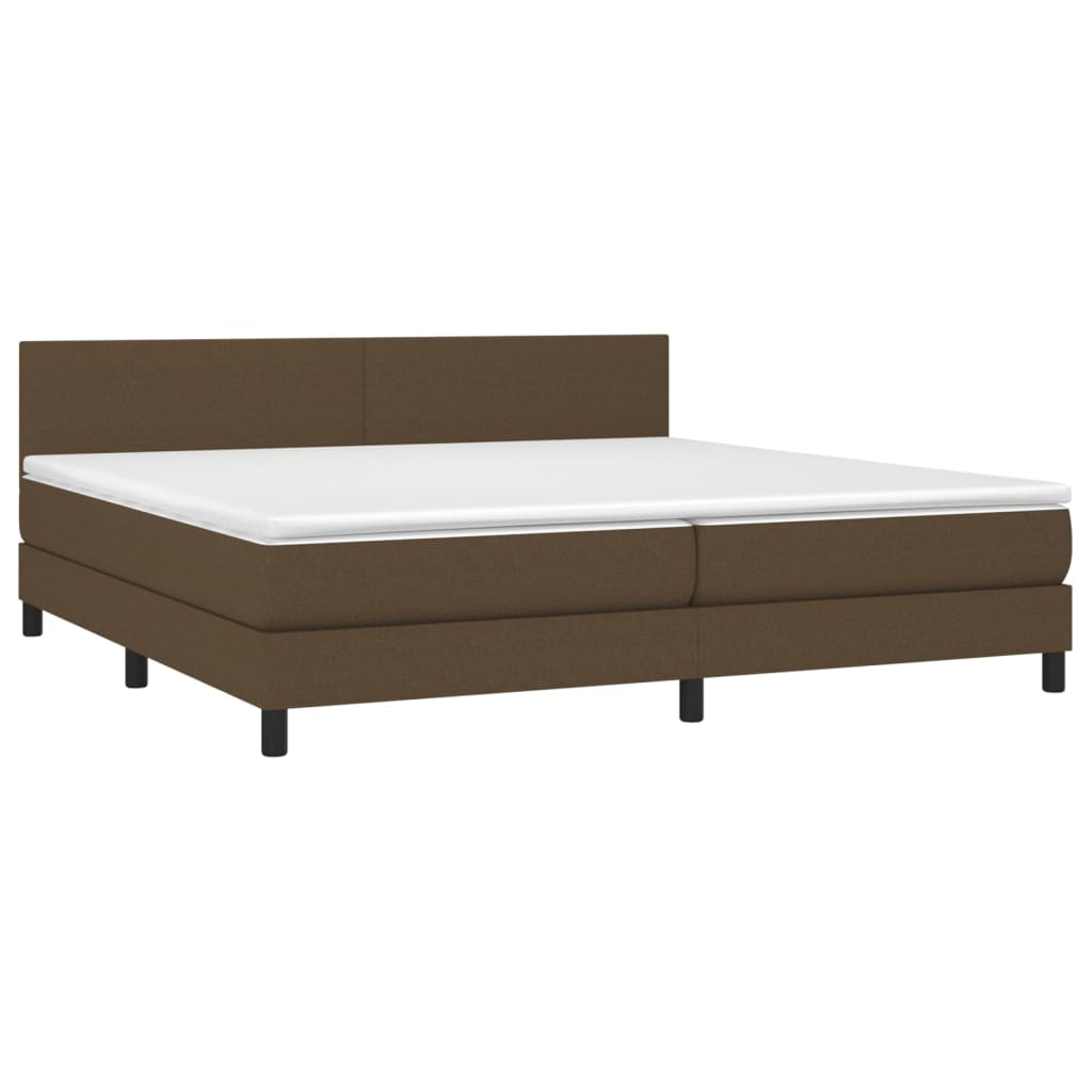 vidaXL Cama box spring con colchón LED tela marrón oscuro 200x200 cm