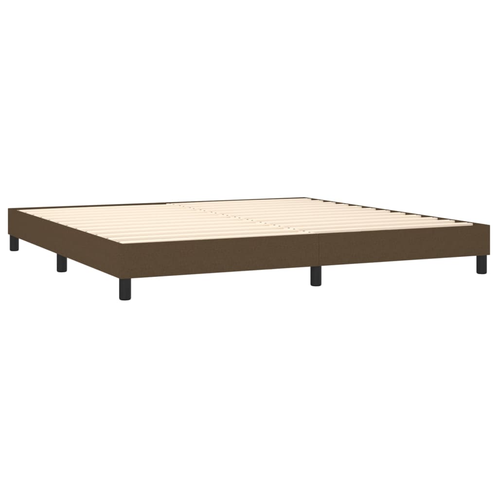 vidaXL Cama box spring con colchón LED tela marrón oscuro 200x200 cm