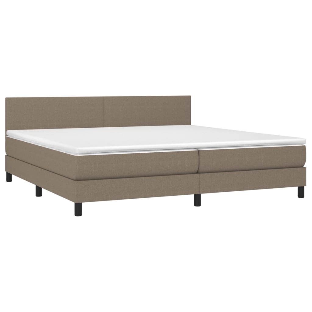 vidaXL Cama box spring con colchón LED tela gris taupe 200x200 cm