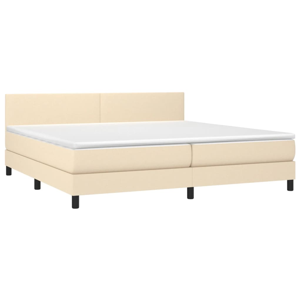 vidaXL Cama box spring con colchón y LED tela crema 200x200 cm