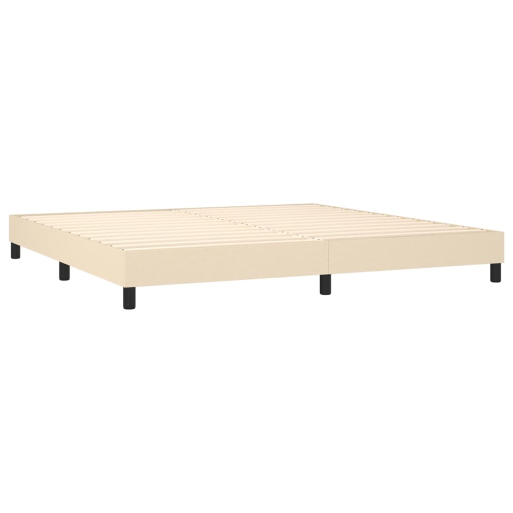 vidaXL Cama box spring con colchón y LED tela crema 200x200 cm