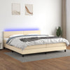 vidaXL Cama box spring con colchón y LED tela crema 200x200 cm