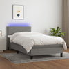 vidaXL Cama box spring colchón y luces LED tela gris oscuro 90x190 cm