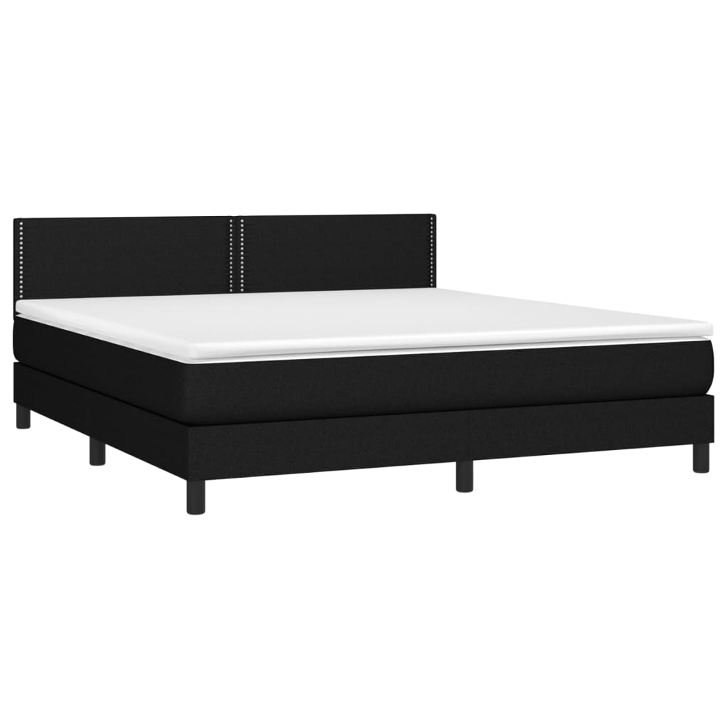 vidaXL Cama box spring colchón y luces LED tela negro 160x200 cm