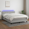 vidaXL Cama box spring colchón y luces LED tela gris claro 140x190 cm