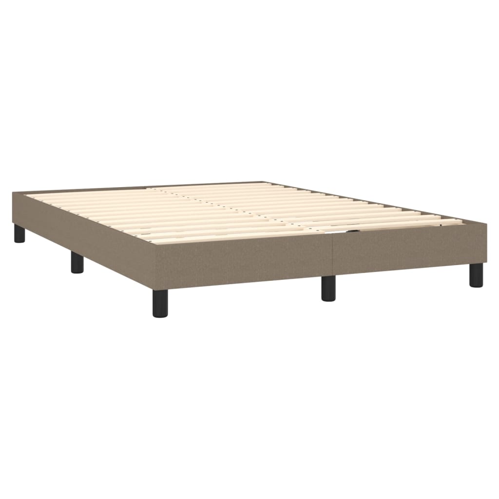 vidaXL Cama box spring colchón y luces LED tela gris taupe 140x190 cm