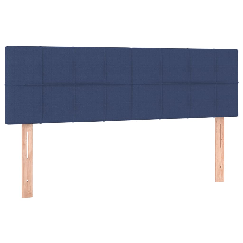 vidaXL Cama box spring colchón y luces LED tela azul 140x190 cm