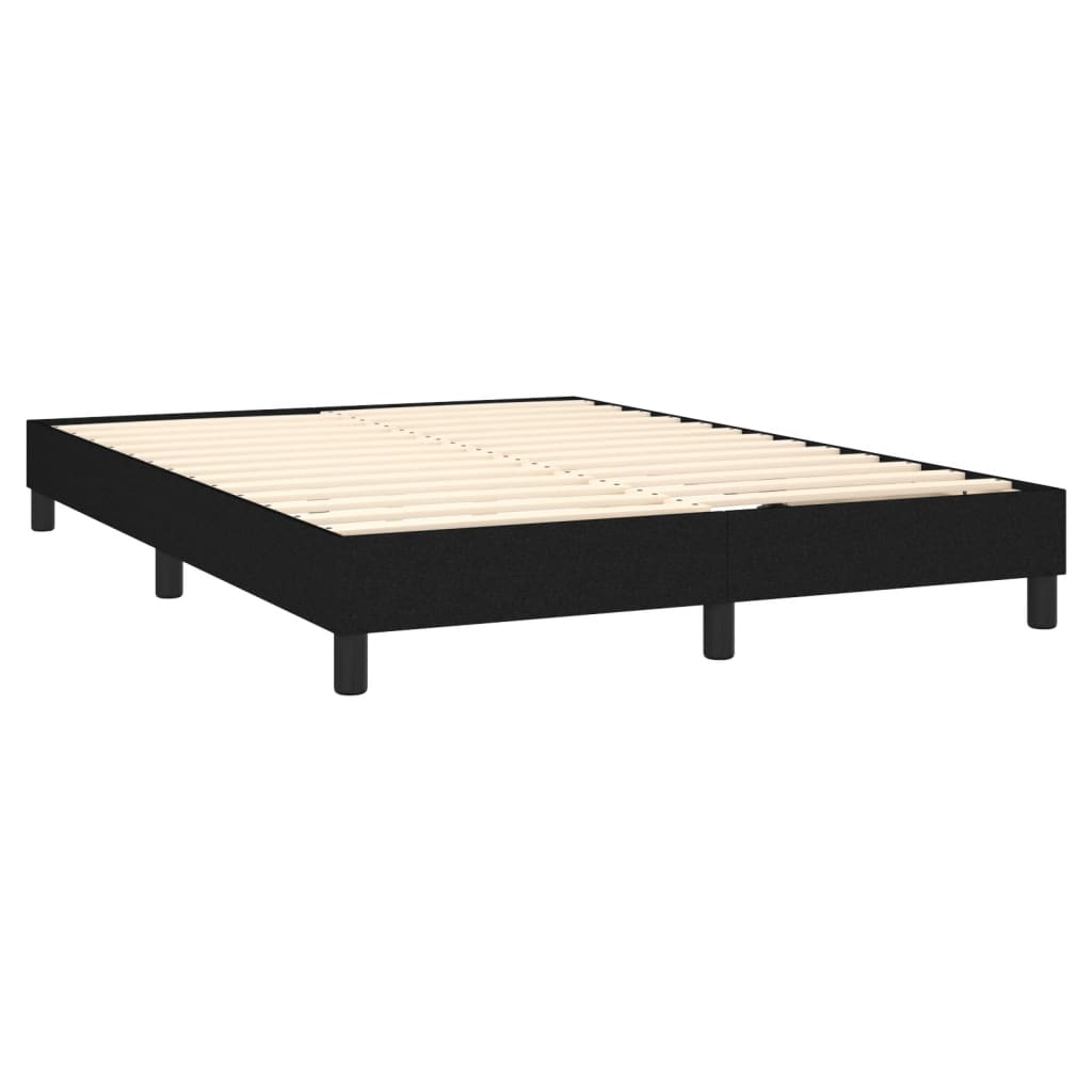 vidaXL Cama box spring colchón y luces LED tela negro 140x200 cm