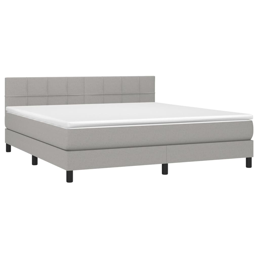 vidaXL Cama box spring colchón y luces LED tela gris claro 160x200 cm