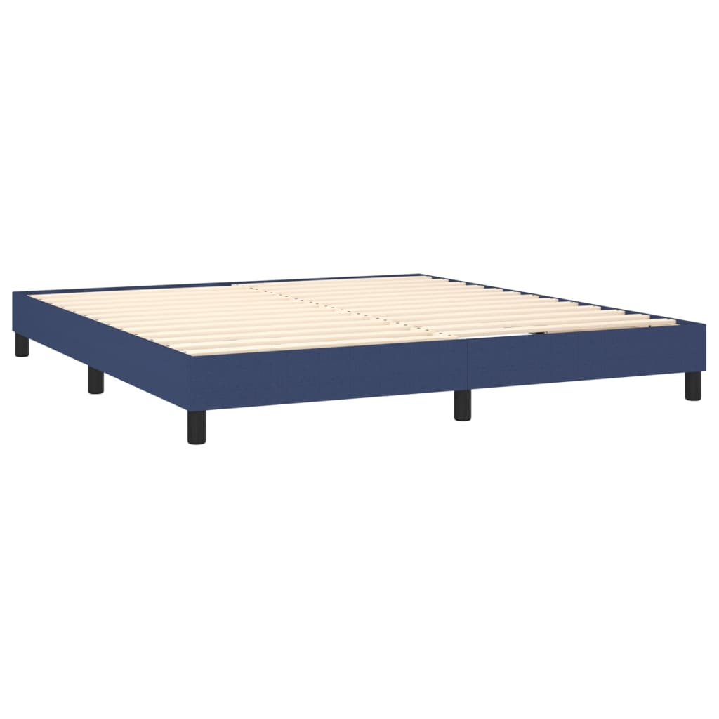 vidaXL Cama box spring colchón y luces LED tela azul 160x200 cm