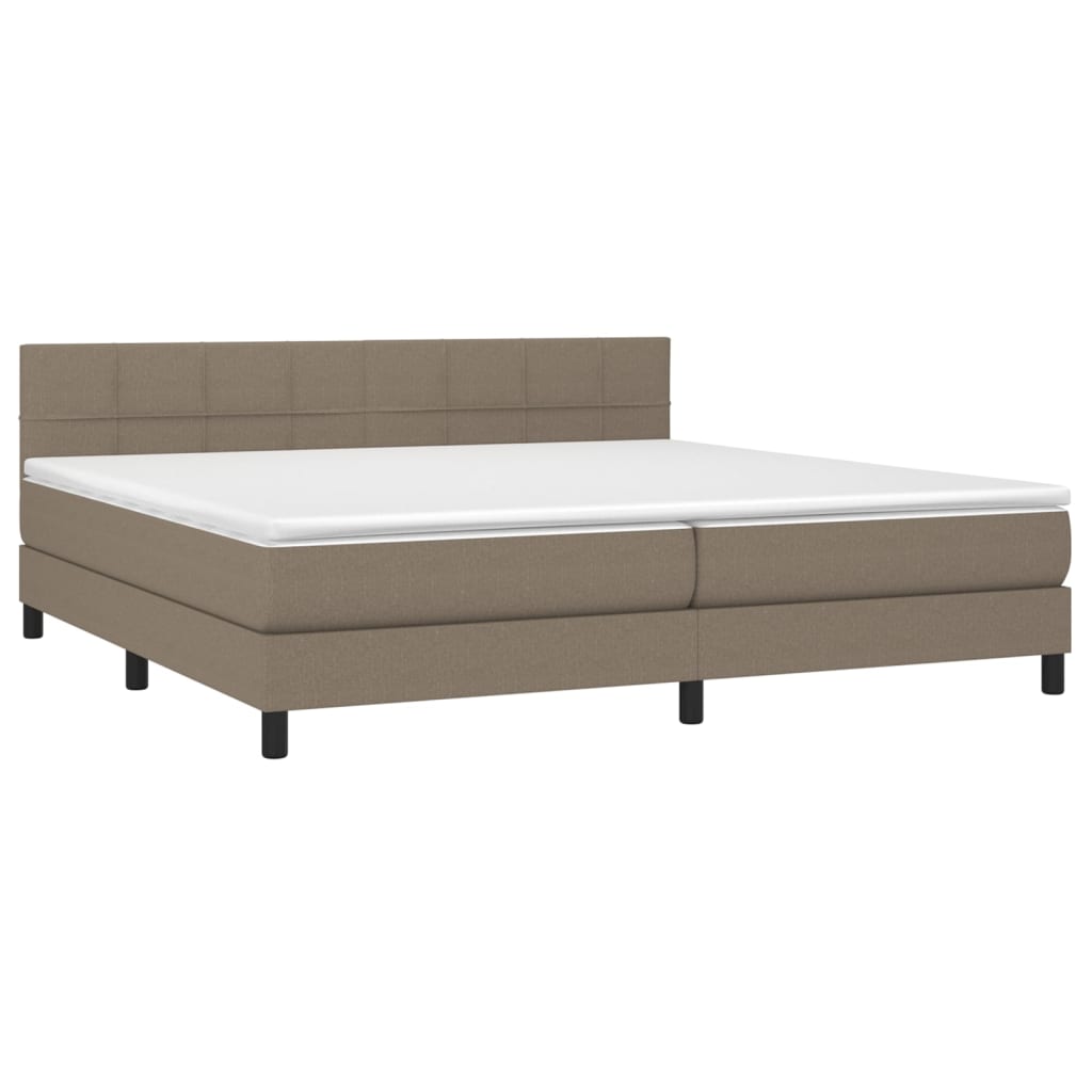 vidaXL Cama box spring colchón y luces LED tela gris taupe 200x200 cm