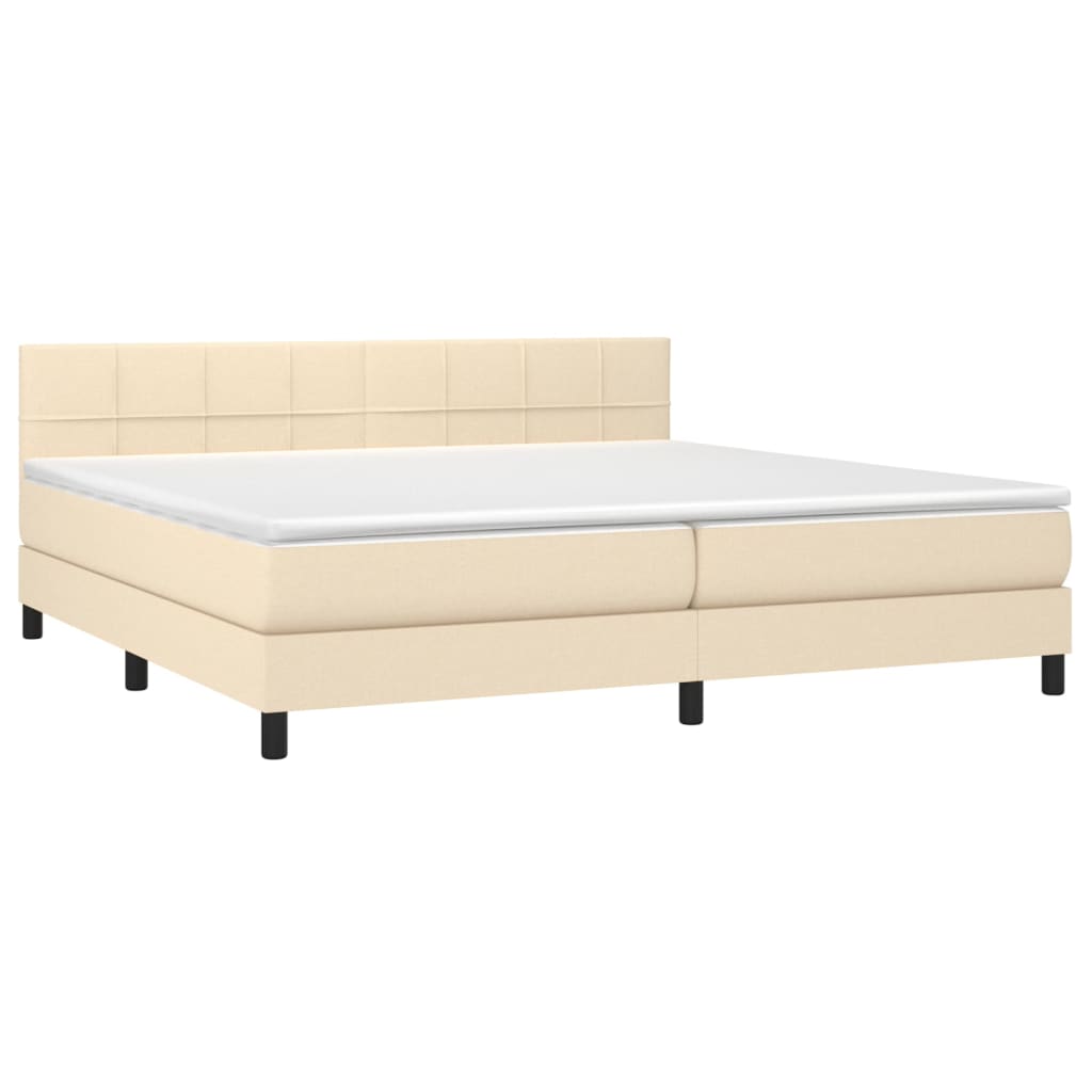 vidaXL Cama box spring colchón y luces LED tela crema 200x200 cm