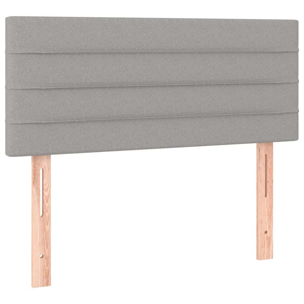 vidaXL Cama box spring colchón y luces LED tela gris claro 90x190 cm