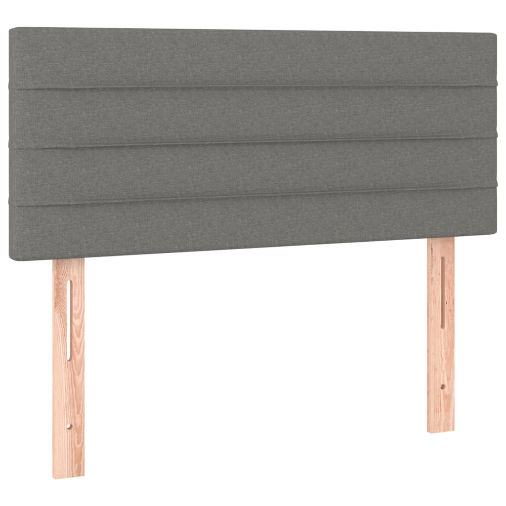 vidaXL Cama box spring colchón y luces LED tela gris oscuro 90x190 cm