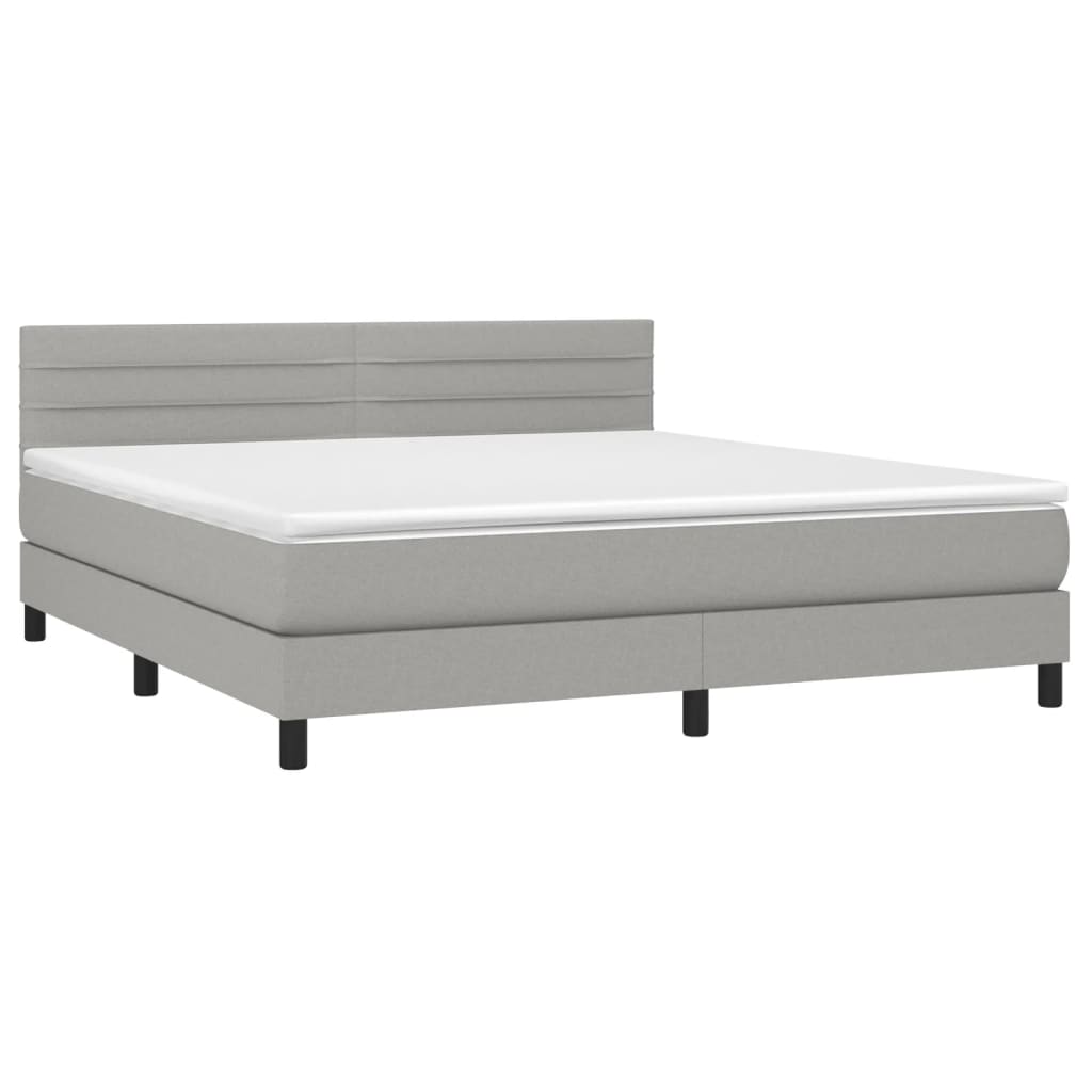 vidaXL Cama box spring colchón y luces LED tela gris claro 160x200 cm