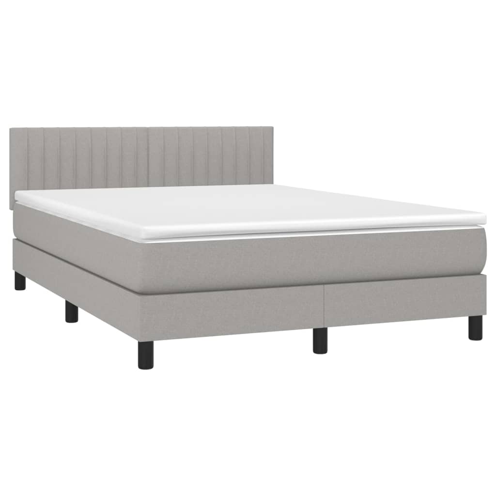 vidaXL Cama box spring colchón y luces LED tela gris claro 140x190 cm