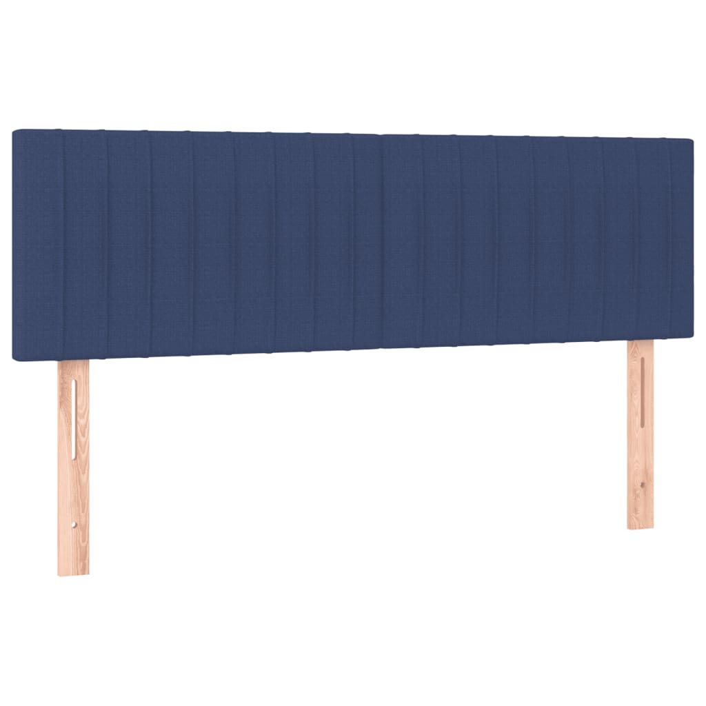 vidaXL Cama box spring colchón y luces LED tela azul 140x200 cm