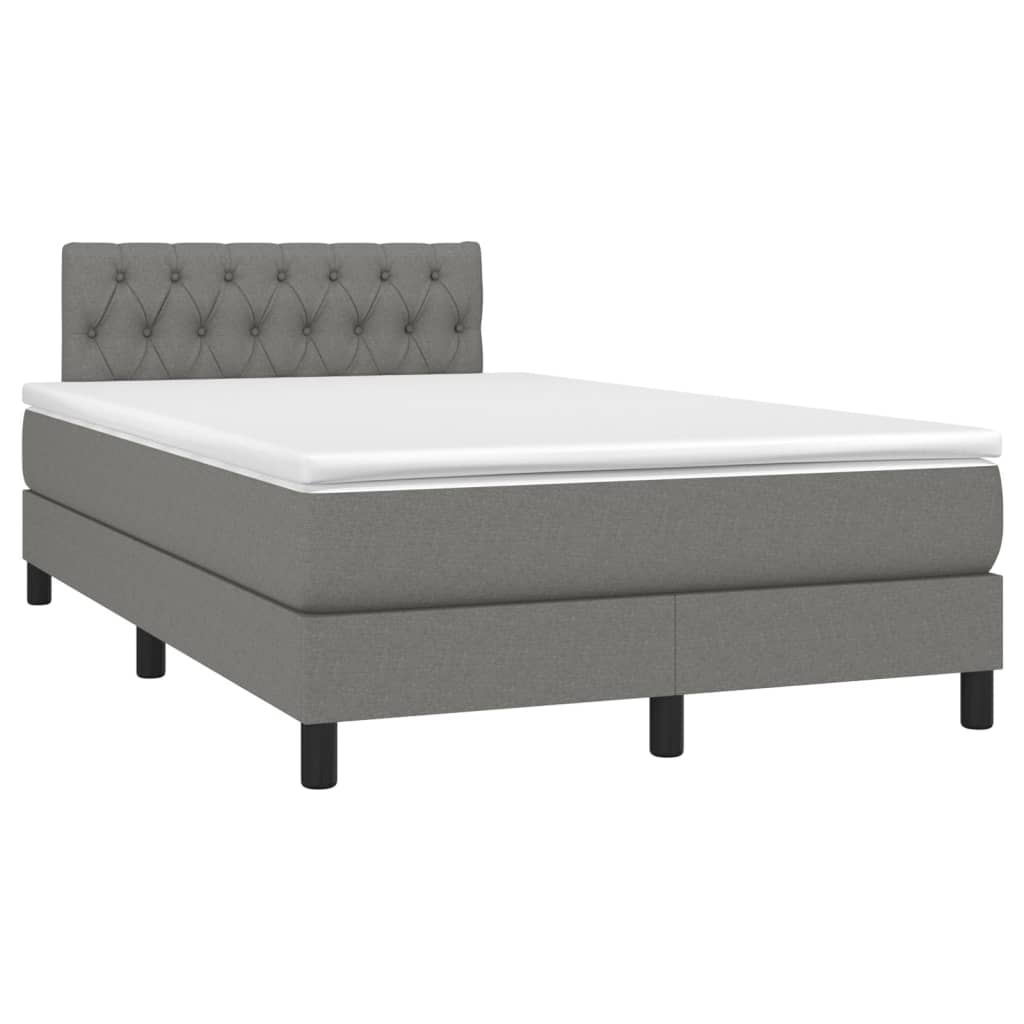 vidaXL Cama box spring con colchón y LED tela gris oscuro 120x200 cm